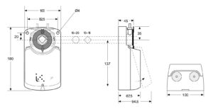 ابعاد موتور دمپر (Damper Actuators) آی تی IT مدل DML , DMS , DM - پیشرو صنعت آزما