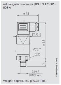 ابعاد پرشر ترنسمیتر (سنسور فشار) ویکا WIKA مدل S-20 - پیشرو صنعت آزما