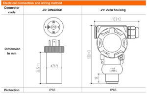 ابعاد پرشر ترانسمیتر (سنسور فشار) دیافراگمی دبلیو تی سنسور WT Sensor مدل PCM350 - پیشرو صنعت آزما