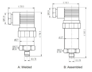 ابعاد پرشر ترانسمیتر (سنسور فشار) ولتاژی میکروسنسور Microsensor مدل MPM4841B - پیشرو صنعت آزما